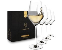 BarDeluxe® Wijnglazen Witte Wijn - Handgeblazen Kristallen Glazen 420ml - Handgemaakt & Loodvrij - Wijnglas - 4 stuks - Luxe Set voor Bar of Diner — cadeau in Eten & Drinken