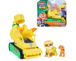 PAW Patrol - De Dinofilm - Dino Rescue Rubble's Dino Rescue Bulldozer Voertuig - Met Hapactie, bewegende klauw en 2 actiefiguren — cadeau in Spellen & Speelgoed