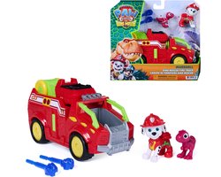 PAW Patrol - De Dino Film - Marshall Dino Rescue Firetruck - Volledig ronddraaiende projectielwerper en 2 actiefiguren — cadeau in Spellen & Speelgoed