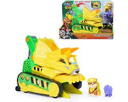 PAW Patrol - De Dino Film - Chomp & Rescue Bulldozer met Rubble-figuur en dinosaurusfiguur, voertuig met happende actie en reddingsklauw - 23 cm — cadeau in Spellen & Speelgoed
