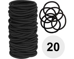 Haarelastiekjes - Haar Elastiek - 45mm - 4mm Dik - 20 Stuks - Zwart — cadeau in Cadeau-ideeën