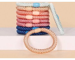 Haar Elastiekjes - Haarelastiekje Gevlochten - Elastiek en Armband - haarelastiekjes met kraal - haarelastiekjes te dragen als armband - sterk elastiek - 10 stuks - Licht — cadeau in Mode & Accessoires