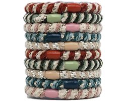10 x Knekkie Haarelastiekjes met Kraaltje – Elastiek & Armband - Kerst Stijl - Kleur — cadeau in Mode & Accessoires