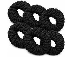 Zwart haar elastiekjes set – dikke gevlochten elastische haarbandjes – dames heren – 6 stuks – zachte antislip haar elastiek – sterk rekbare elastiek set — cadeau in Cadeau-ideeën