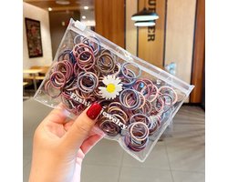 Knaak Gekleurde Haarelastiekjes - 2 mm Dik - Elastiek - Haar Accessoires - 100 stuks - Karamel kleur — cadeau in Cadeau-ideeën