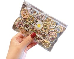 Knaak Gekleurde Haarelastiekjes - 100 stuks - Elastiek - 2 mm Dik - Kinderen - Haar Accessoires — cadeau in Cadeau-ideeën