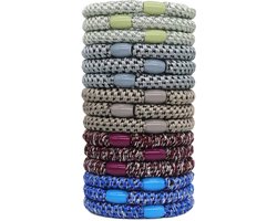 15 x Knekkie Haarelastiekjes met Kraaltje – Gevlochten Elastiek & Armband - Multicolor Stijl — cadeau in Mode & Accessoires