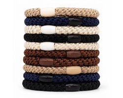 10 x Knekkie Haarelastiekjes met Kraaltje – Gevlochten Elastiek & Armband - Bruine Stijl — cadeau in Mode & Accessoires