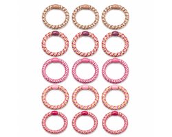 15 x Knekkie Haarelastiekjes met Kraaltje – Gevlochten Elastiek & Armband - Roze mix — cadeau in Mode & Accessoires
