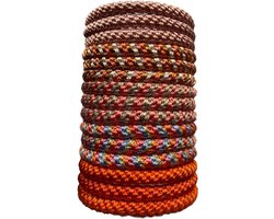 15 x Knekkie Haarelastiekjes met Kraaltje – Gevlochten Elastiek & Armband - Oranje Stijl — cadeau in Mode & Accessoires