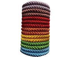 15 x Knekkie Haarelastiekjes met Kraaltje – Gevlochten Elastiek & Armband - Regenboog Stijl — cadeau in Mode & Accessoires