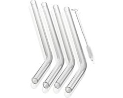 GEFU FUTURE Glazen Rietjes – Set van 4 – 23 cm – Borosilicaatglas – Inclusief Reinigingsborstel — cadeau in Koken & Dineren