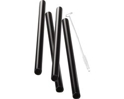GEFU FUTURE Glazen Rietjes Zwart – 18 cm – Set van 4 – Inclusief Reinigingsborstel — cadeau in Koken & Dineren