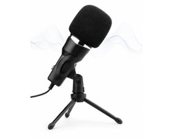 USB Microfoon met standaard - Gaming - Podcast - Voor Pc en console - Standaard - Incl. Plopkap - Zwart - Vivid Green — cadeau in Mode & Accessoires