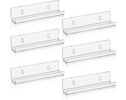 SnelShoppen - 6 Transparante Acryl Houder voor LP's - Wandmontage - Vinyl Platen, Foto's, Tijdschriften - 17.8L x 4W x 4H cm - Stijlvolle Wanddecorati — cadeau in Wonen & Interieur
