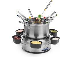 Princess Fonduepan 172680 - Elektrische Fondueset - 8 Personen - Olie, Kaas, Chocolade - Met Sausring - 1.2 Liter - RVS — cadeau in Kookcadeaus
