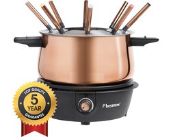 Bestron Fondueset Elektrisch AFD850CO - 1500W - 1,5L voor 8 personen - Incl 8 fonduevorkjes - Koper - 5 jaar garantie — cadeau in Kookcadeaus