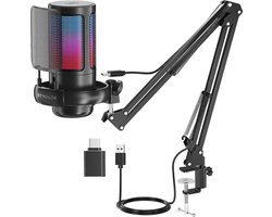 Strolox® Microfoon met arm - USB - gaming - RGB Condensatormicrofoon - met Mute-Knop, Popfilter, Microfoonarm - Luxe microfoon — cadeau in Mode & Accessoires