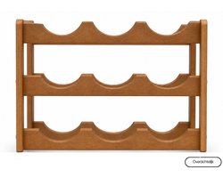 Overzichtelijk: Wijnrek 9 Flessen | Wijnhouder van Hout | Flessenrek Wijn | Wijnfleshouder | Vrijstaand Wijnrek | 33x24x25 cm — cadeau in Wonen & Interieur
