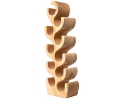 Wijnrek van Hout - Teakhout Bruin - Staand Wijnrek Teak - 10 Flessen - 21 x 13 x 90 cm hoog — cadeau in Wonen & Interieur