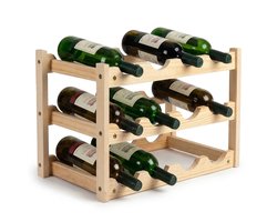 Lomera Wijnrek - Flessenrek - Houten Wijnhouder - Stapelbaar Wijnflessenrek - Wijnfleshouder - Flessenhouder - Wijnopslag - Wijnkist Staand - Voor 12 Flessen — cadeau in Wonen & Interieur