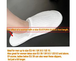 Allecta - Grote Heren Wegwerppantoffels in Wit - Unisex Gastenpantoffels - Hotelslippers - Fluwelen Pantoffels - Gesloten teen - Spa & Vakantie - Set van 2 — cadeau in Cadeau-ideeën
