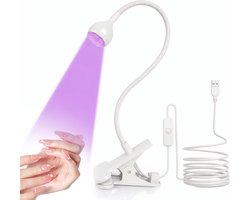 UV-lamp voor gelnagels, 3 W nageldroger LED-lamp voor gelnagellak met clip en USB-schakelaar, 360° flexibel draaibare mini UV-nagellamp, draagbaar UV-licht voor nagels, wit — cadeau in Verzorging