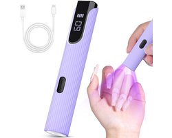Draagbare UV-lamp voor gelnagels, paarse mini-UV-lamp voor nagels, draadloze nagellamp, oplaadbaar met led-display, lamp voor decoratie met strass-lijm, doe-het-zelf thuis — cadeau in Verzorging