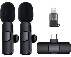 ThunderGold Draadloze Microfoon - 2 stuks - Microfoon Draadloos - Dasspeld Microfoon Draadloos - Microfoon Bluetooth - Lavalier Microfoon - USB-C & 8-pins ontvanger - Geschikt Voor Alle Telefoons — cadeau in Elektronica