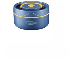 Lunchbox - Lunchbox volwassenen - Geisoleerde lunchbox - Lunchbox met vakjes - Warme lunchcontainer - Thermische container met handvat - Draagbare ronde thermische lunchcontainer - 440ml - Magnetronbestendig - 304 roestvrij staal(blauw) — cadeau in Koken & Dineren