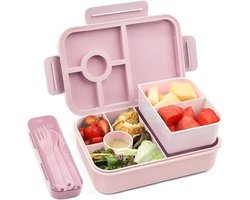 PolkaHome Lunchbox met 7 vakken, lekvrij en geïsoleerd, roze, 1300 ml — cadeau in Koken & Dineren