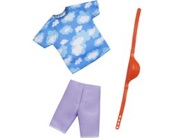 Mattel Barbie Ken Kleding en Accessoires Set - Wolken T-Shirt met paarse korte broek en heuptasje - Kleding voor Barbie Ken Pop — cadeau in Spellen & Speelgoed