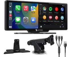 Siltcon® Geschikt voor CarPlay Scherm 10.26 Inch – Geschikt voor Android Auto Scherm – Draadloos - Navigatiesysteem Auto – Auto Scherm – Universeel – Touchscreen - Incl. Telefoonladers — cadeau in Gadgets