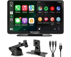 Siltcon® Geschikt voor CarPlay Scherm 7 Inch – Geschikt voor Android Auto Scherm – Draadloos - Navigatiesysteem Auto – Auto Scherm – Universeel – Met Touchscreen - Draadloos - Incl. Oplaadkabels Telefoon — cadeau in Gadgets