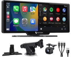 Siltcon® Geschikt voor CarPlay Scherm 10.26 Inch – Geschikt voor Android Auto Scherm – Navigatiesysteem Auto – Auto Scherm – Universeel – Touchscreen & HD Achteruitrijcamera - Incl. Telefoonkabels — cadeau in Gadgets