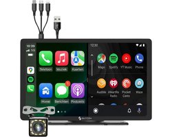 Siltcon® Geschikt voor Carplay Scherm 9 Inch - Geschikt voor Android Auto Scherm - Geschikt voor Apple Carplay - Navigatiesysteem Auto - HD Achteruitrijcamera - Touchscreen - AUX - FM - BT - Universeel - Incl. Oplaadkabels Telefoon - Zwart — cadeau in Gadgets