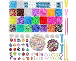Loombandswebshop Loom bands koffer - Grote set met 5200 artikelen en accessoires — cadeau in Spellen & Speelgoed
