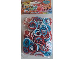 Loombandjes Loom Twister Rood/Wit/Blauw 300 bandjes inclusief haakjes en tool — cadeau in Spellen & Speelgoed