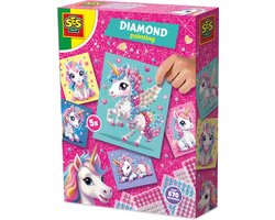 SES Creative Unicorn Diamond Painting - 5 Eenhoornkaarten - Voor Meisjes vanaf 3 Jaar - 672 Steentjes - Schoencadeautjes Sinterklaas — cadeau in Hobby