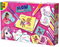 SES Creative Unicorn Blow Airbrush Pens met Kleurplaten - 7 Stiften - Voor Meisjes vanaf 5 Jaar - Blaasstiften - Schoencadeautjes Sinterklaas — cadeau in Hobby