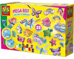 SES Creative Gieten en Schilderen Set - Unicorn en Zeemeermin Mega Box - Voor Meisjes vanaf 5 Jaar - Knutselen - Sneldrogend - Schoencadeautjes Sinterklaas — cadeau in Hobby