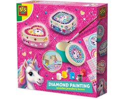 SES Creative Unicorn Diamond Painting - Houten Sieradendoosjes - Voor Meisjes vanaf 5 Jaar - 3 Stuks - Schoencadeautjes Sinterklaas — cadeau in Hobby