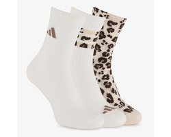 3 paar Adidas dames sokken met panterprint - Wit - Maat 37/39 — cadeau in Cadeau-ideeën