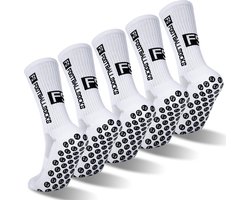 Gripsokken voetbal - Maat 40-46 Sportsokken - 5 pack - Basketbal sokken - Antislip sokken - voor Heren, Dames, Voetbal, Basketbal, Hardlopen - Tennissokken - Wit - 5Paar - Fitness — cadeau in Sport & Outdoor
