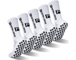 5paar Gripsokken Voetbal Wit Sportsokken Anti-Blaren -Gripsokken voetbal - Sportsokken - Basketbal sokken - Antislip sokken - voor Heren, Dames, Voetbal, Basketbal, Hardlopen - Tennissokken - Fitness -Wit (Maat 38-43) — cadeau in Sport & Outdoor