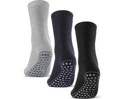 Malinsi® Sokken Antislip 3-Pack - 3 Paar Noppen Design maat 42-46 - Huissokken Dames en Heren anti slip - Gripsokken voor Yoga Pilates Ballerina Ballet - Fietssokken Wielrensokken Fiets tennissokken & Voetbal — cadeau in Cadeau-ideeën