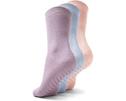 Malinsi® Sokken Antislip 3-Pack - 3 Paar Lichte kleuren maat 36-41 - Huissokken Dames en Heren anti slip - Gripsokken voor Yoga Pilates Ballerina Ballet - Fietssokken Wielrensokken Fiets tennissokken & Voetbal — cadeau in Cadeau-ideeën