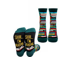 Tutti Footi - Grappige sokken met boeken & tekst op de zool: SHHH... I'm Reading - 37-43 - Sokken voor lezers/boekenwurmen — cadeau in Mode & Accessoires