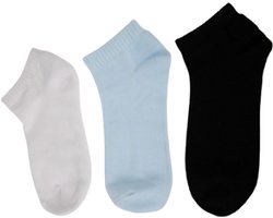MASUK Unisex Sokken met Enkelbescherming – Katoenen Sportsokken Dames & Heren – Anti-Blaar & Ademend – Set van 3 Paar – Zwart, Blauw en Wit – Maat 40-45 — cadeau in Cadeau-ideeën