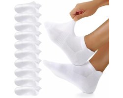 Verpakking van 10 paar – Unisex laag uitgesneden katoenen sokken – Ademende, antislip sportsokken – Sokken met mesh-structuur – Enkelsokken voor hardlopen en sport – Lichtgewicht katoenen sokken – Maat L – Wit - maat 41—46 — cadeau in Cadeau-ideeën